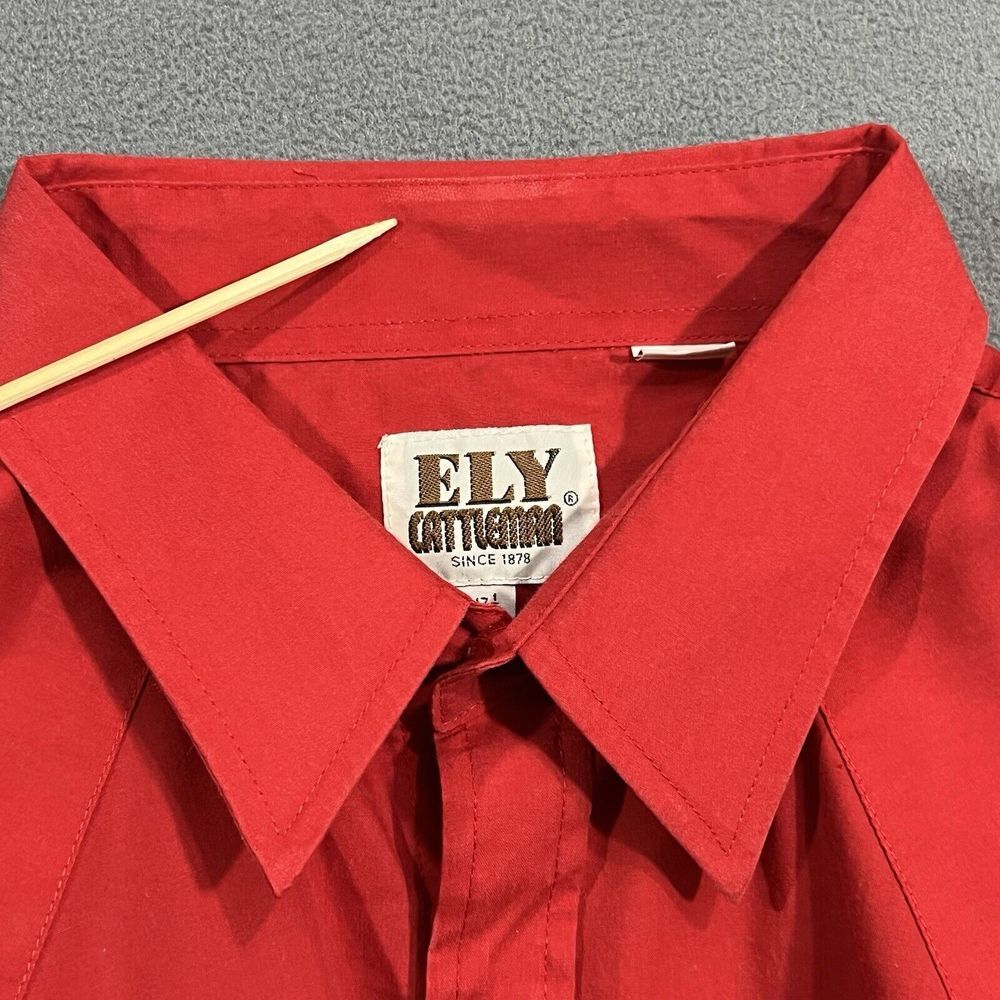 Ely Cattleman Pearl Snap‎ Shirt Mens 17.5/34 Red Cowboy Western Rodeo Rancher - Picture 5 of 11